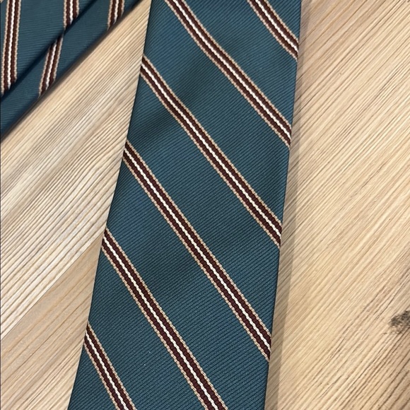 Hardy Amies Teal Striped Tie - Picture 6 of 6